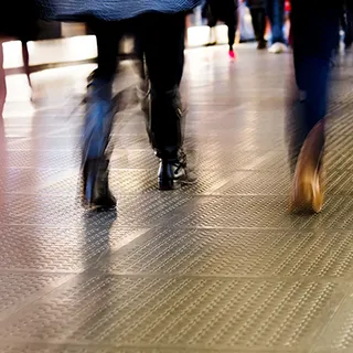Commuters walking