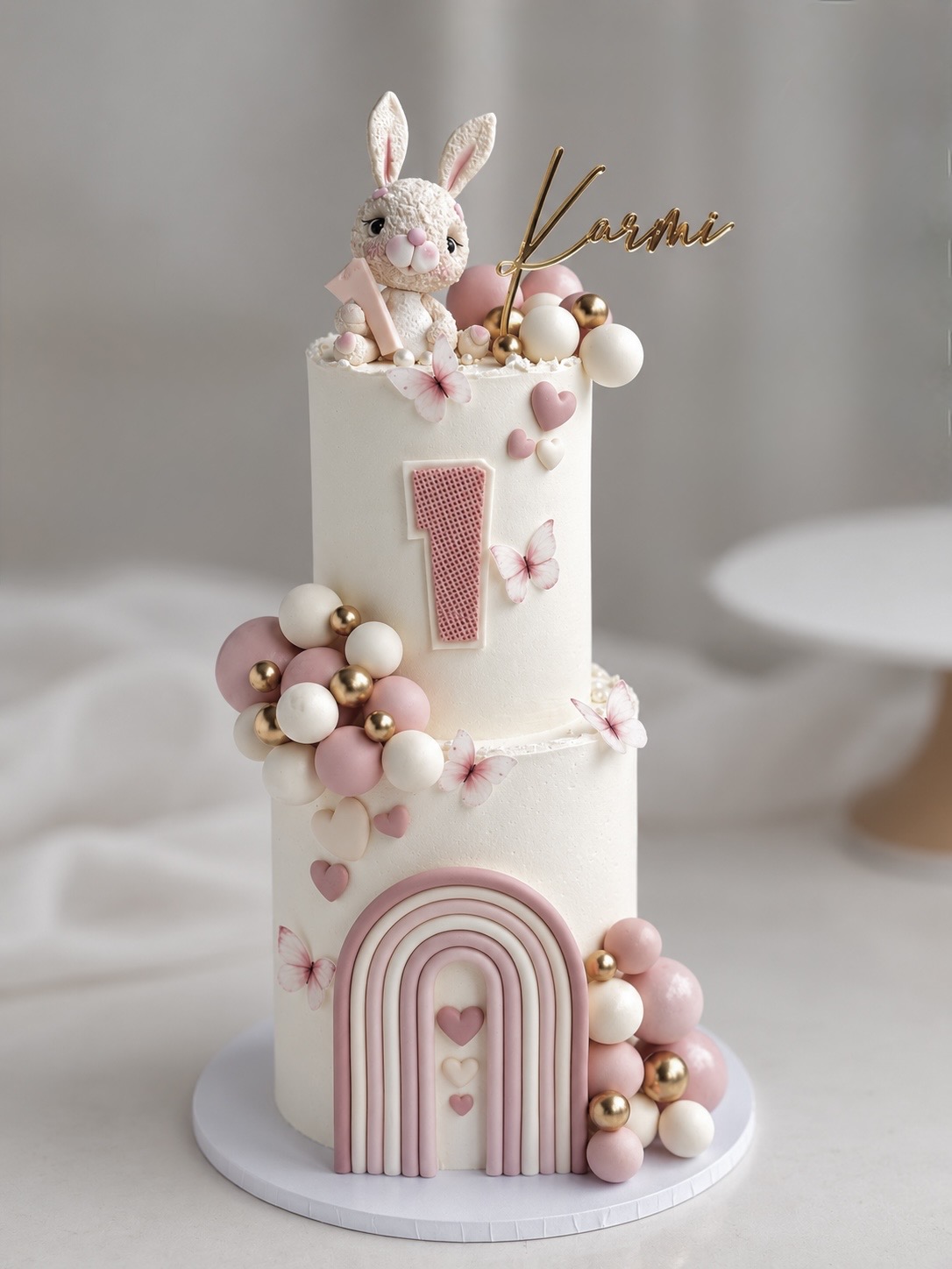Tow tier cute bunny themed cake